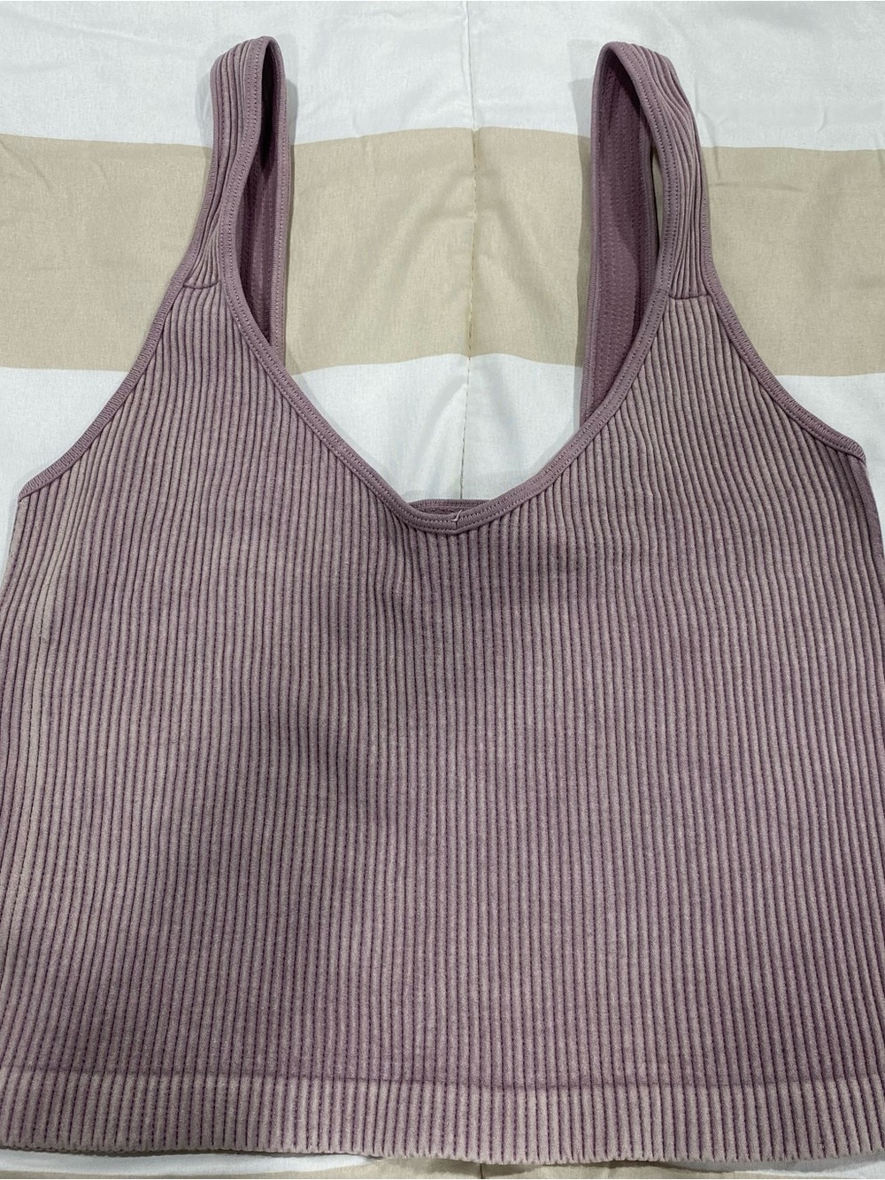 Ribbed Crop Tank Top - Mauve